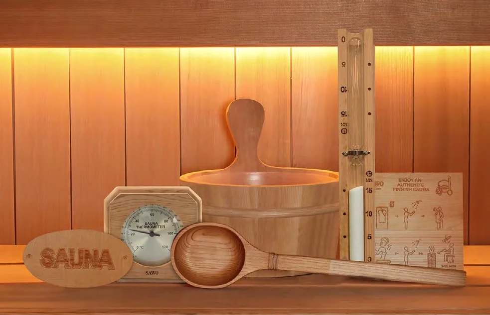 SAWO Traditional and Essential accessory sets laid out together