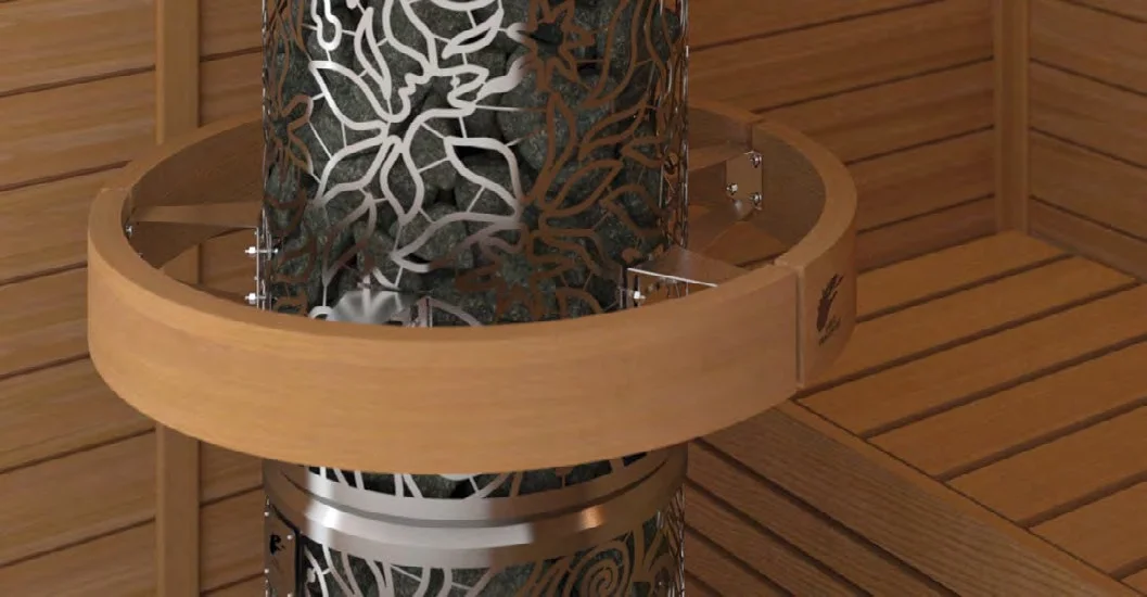 Detail of the SAWO Heaterking Junglefire cut-metal pattern