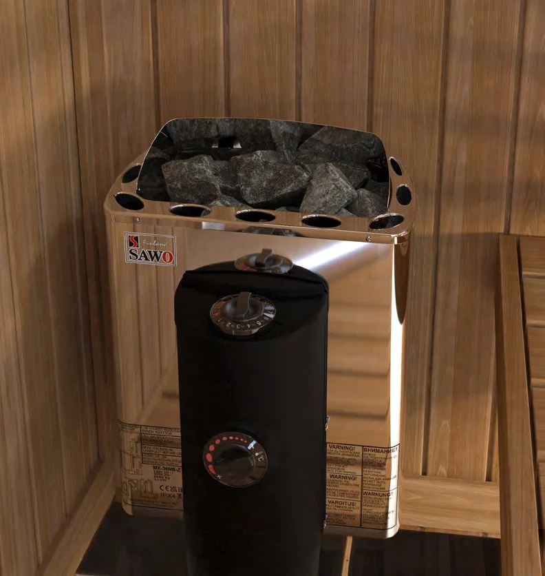 SAWO Mini X wall heater with a reversible control unit