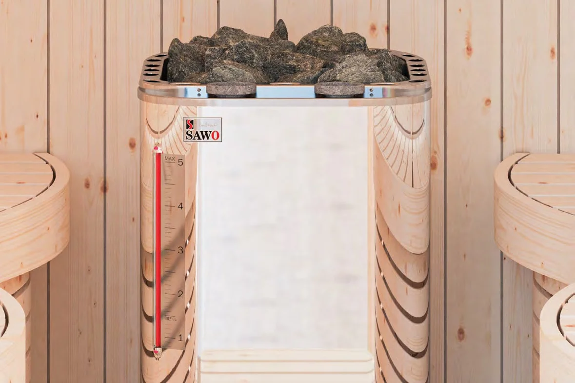 SAWO Savonia Combi floor heater with a wall thermometer